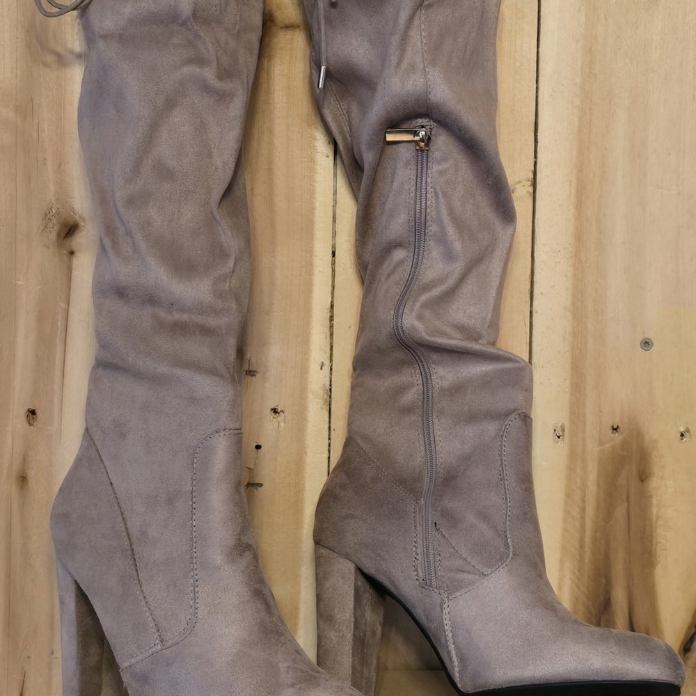 JOURNEEN COLLECTION Womens 11 M Maya Taupe Over Knee Chic Luxe Boots NIB